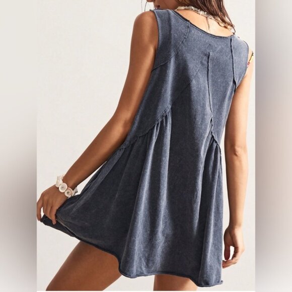 Boho  V-Neck Loose Knit Short Dress Gray - Picture 5 of 8